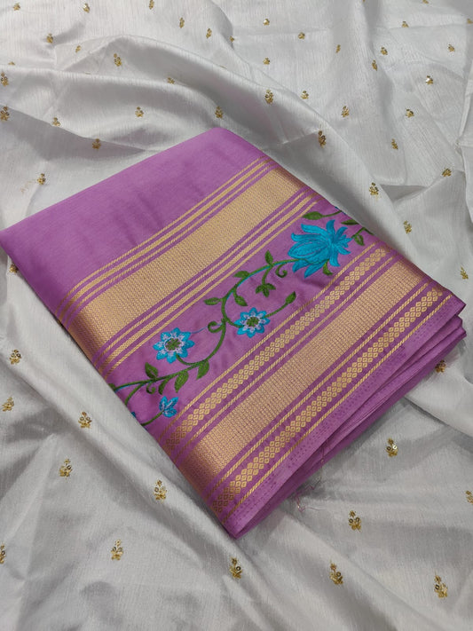 Mysore semi crepe silk saree with Mango border