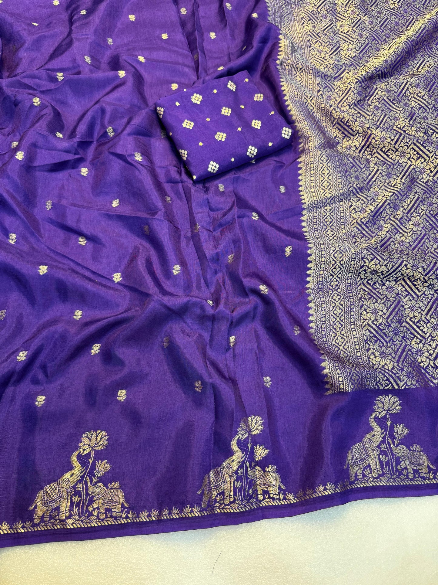 Viscous crepe banarasi semi silk saree