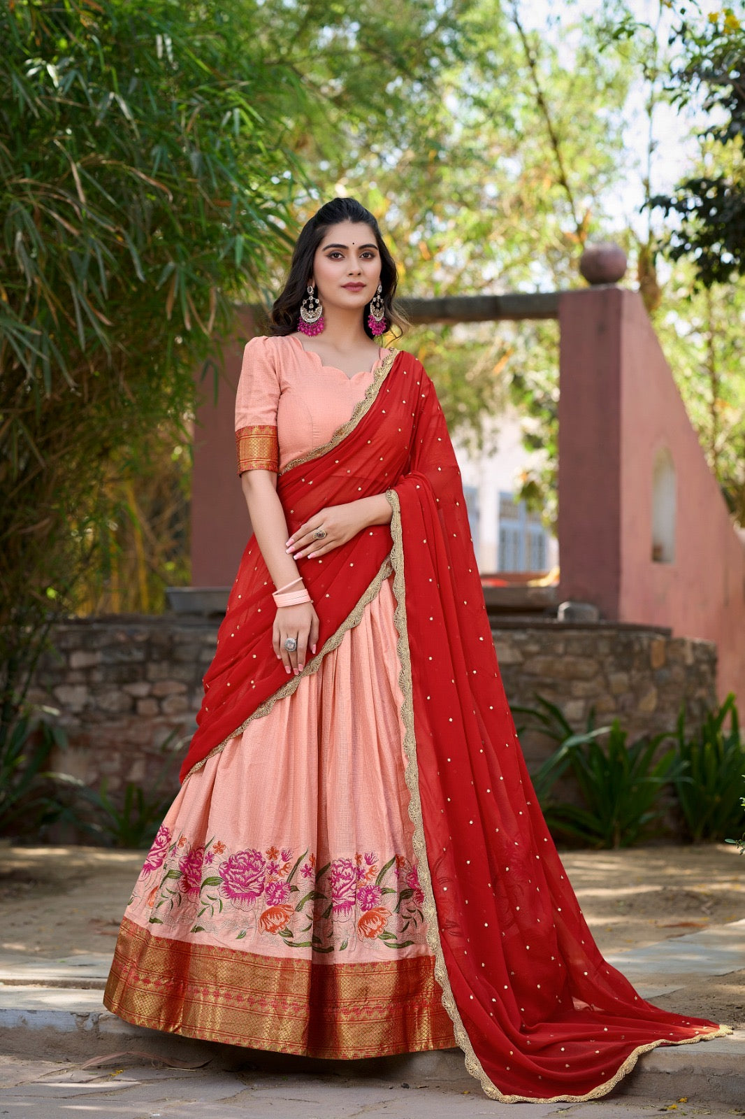 Cotton silk lehenga set