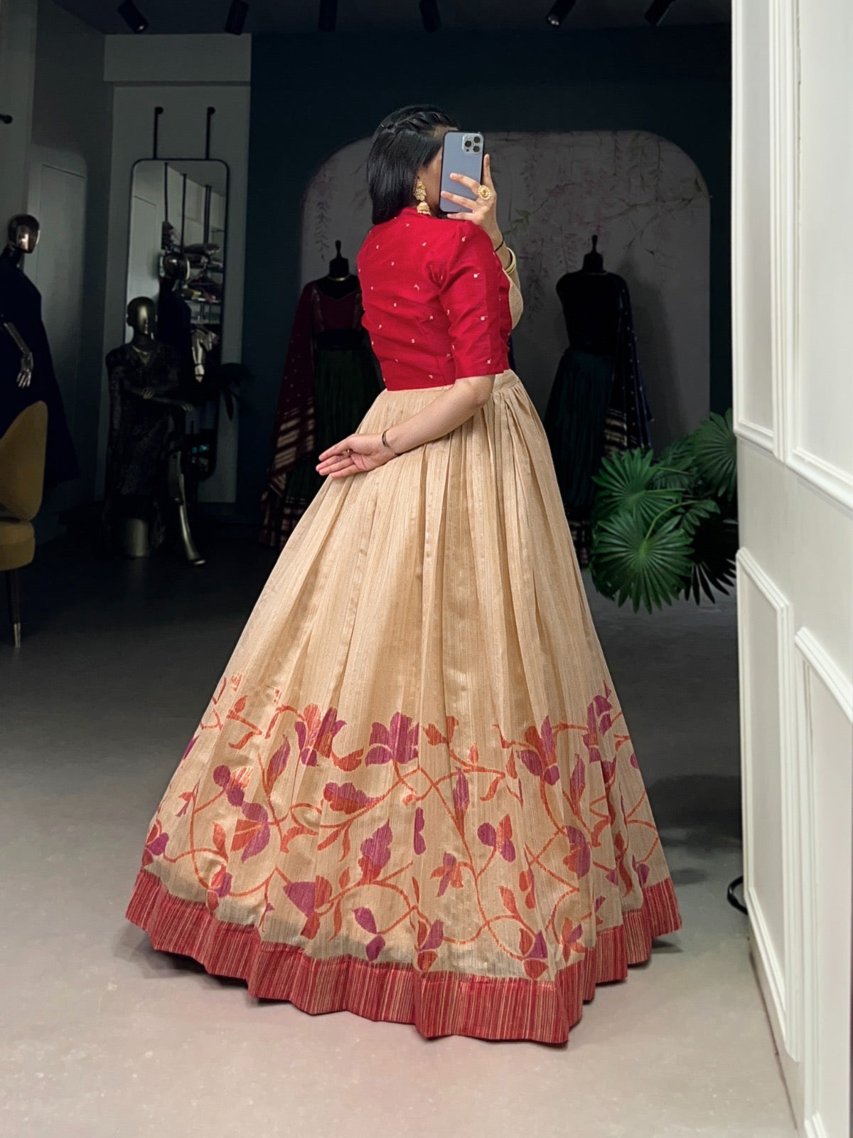 Traditional silk gown set - fully stitched