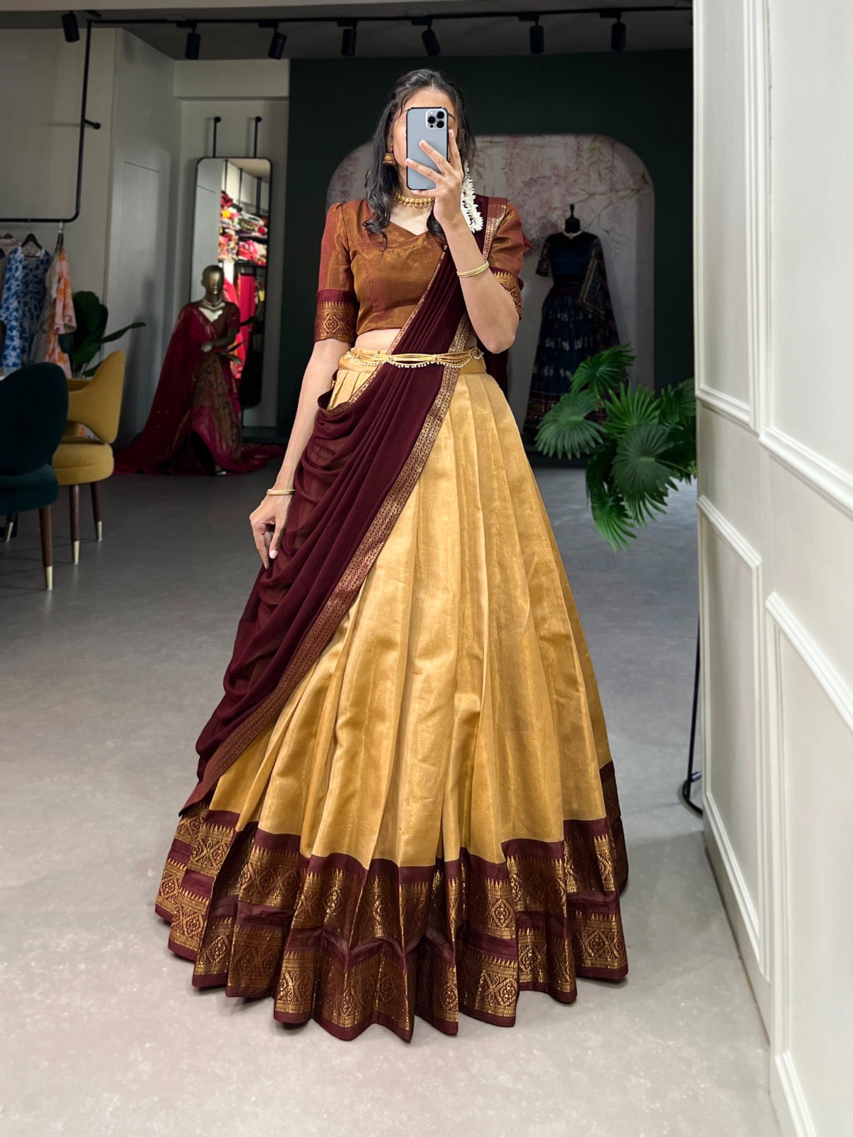 Traditional Lehenga set - stitched lehenga set with unstitched blouse piece