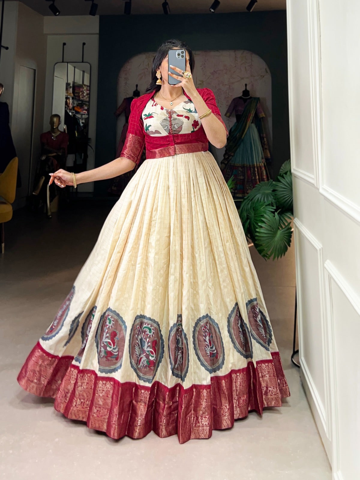 Traditional silk gown set - fully stitched