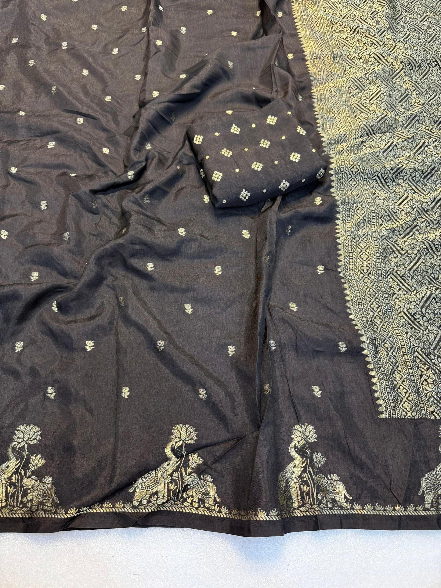 Viscous crepe banarasi semi silk saree