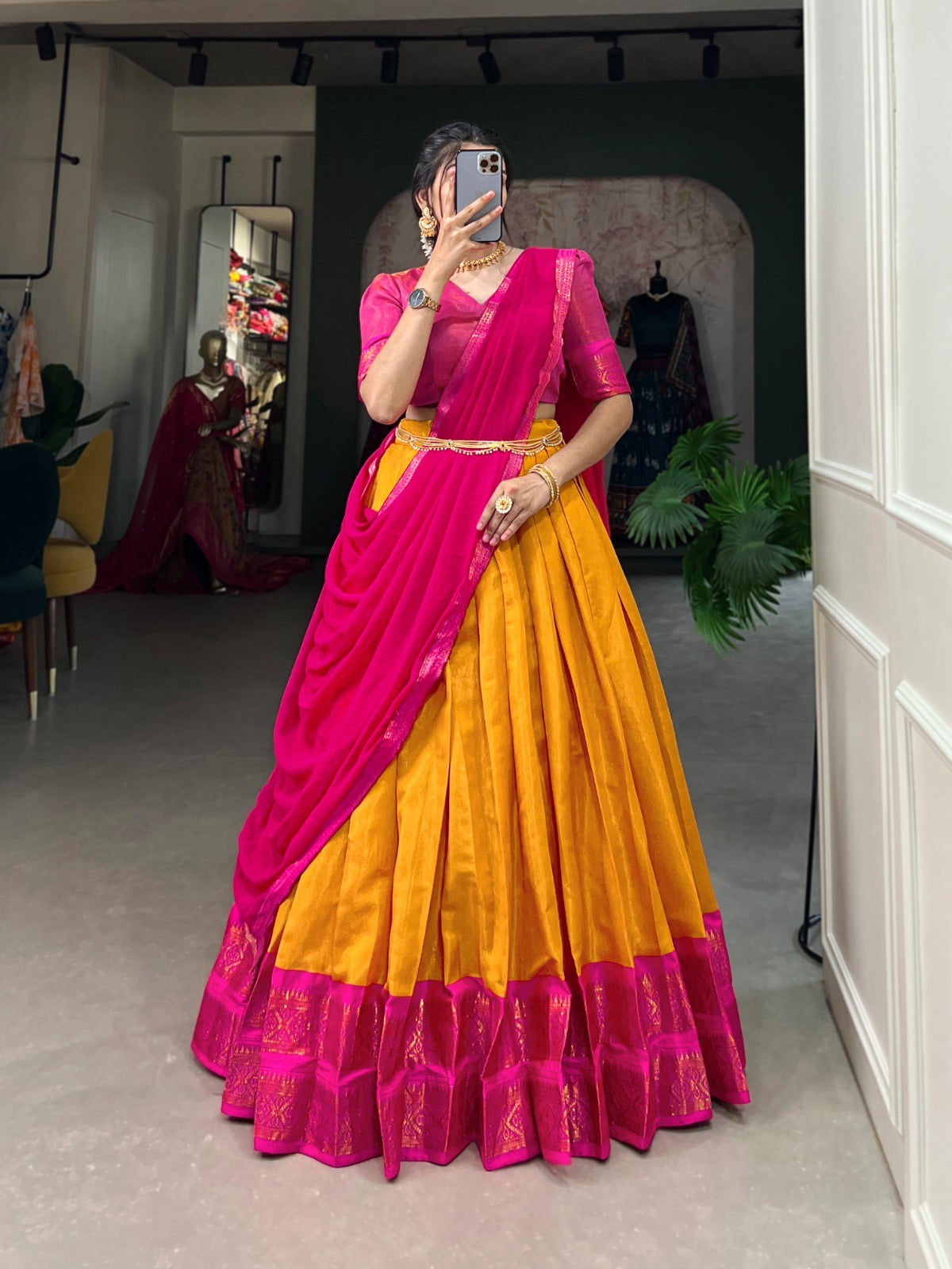 Traditional Lehenga set - stitched lehenga set with unstitched blouse piece