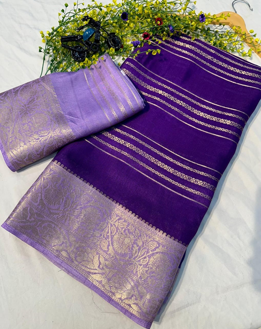 Dola silk saree with contrast blouse