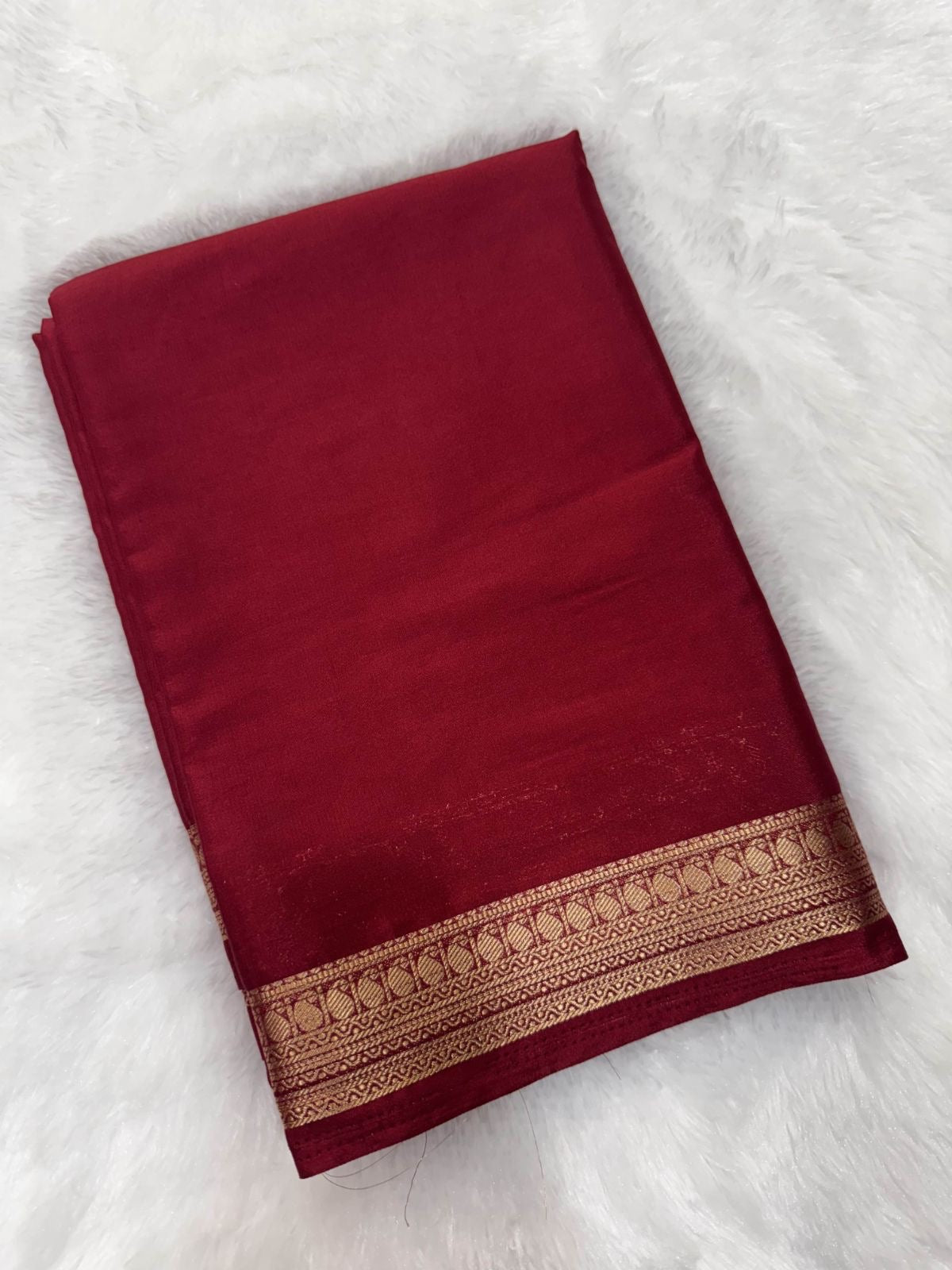 Mysore semi crepe silk saree with Mango border