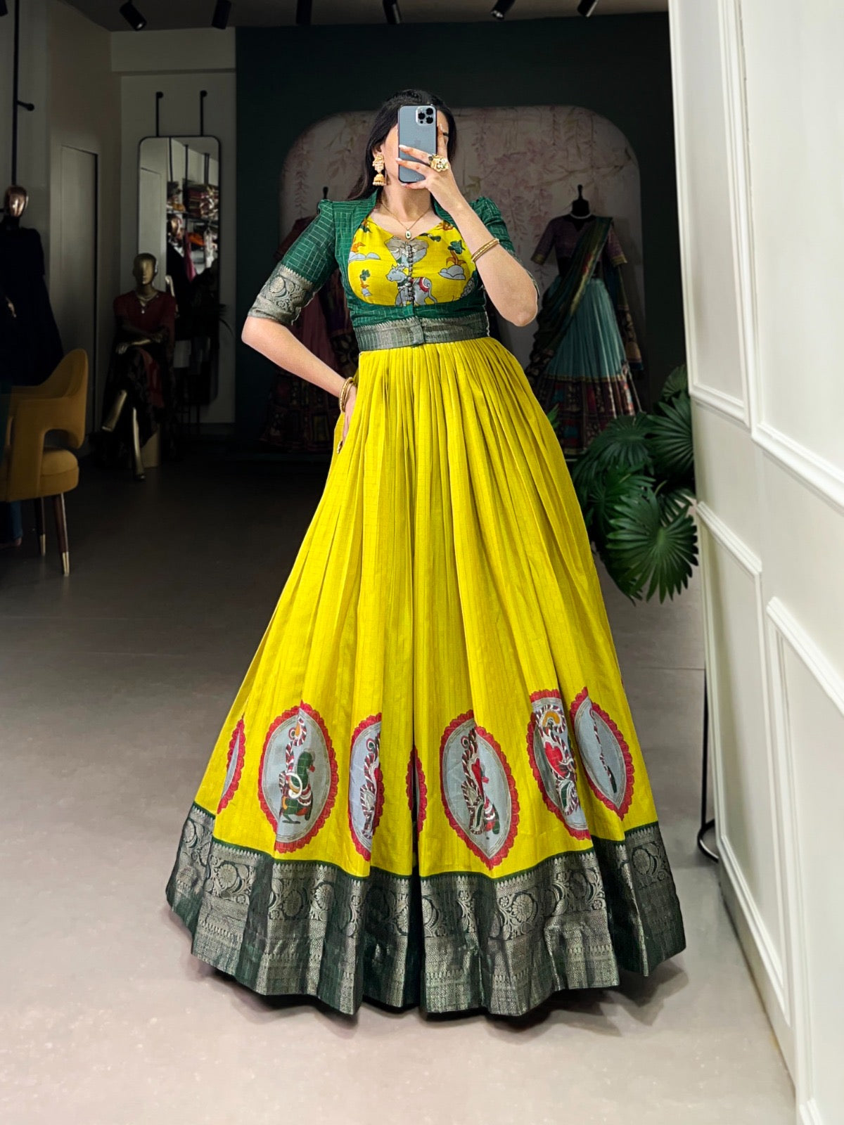 Traditional silk gown set - fully stitched