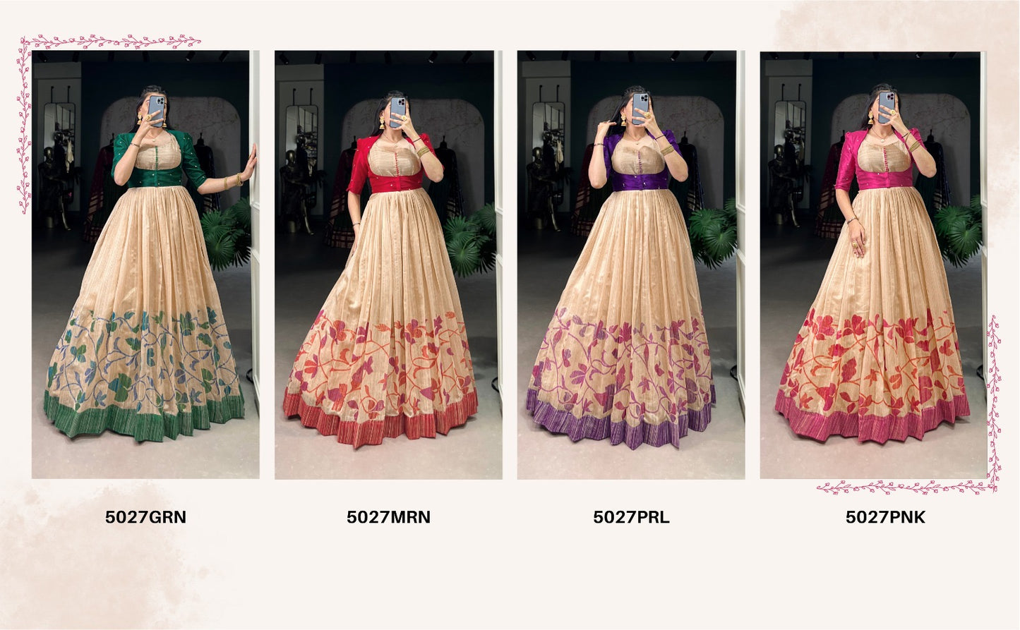 Traditional silk gown set - fully stitched