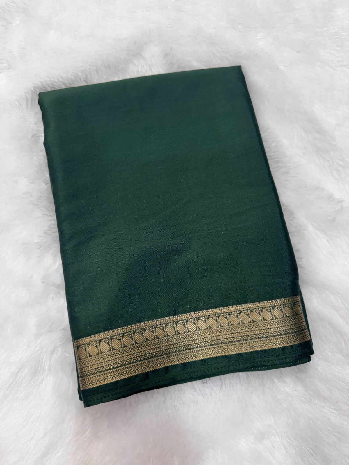 Mysore semi crepe silk saree with Mango border
