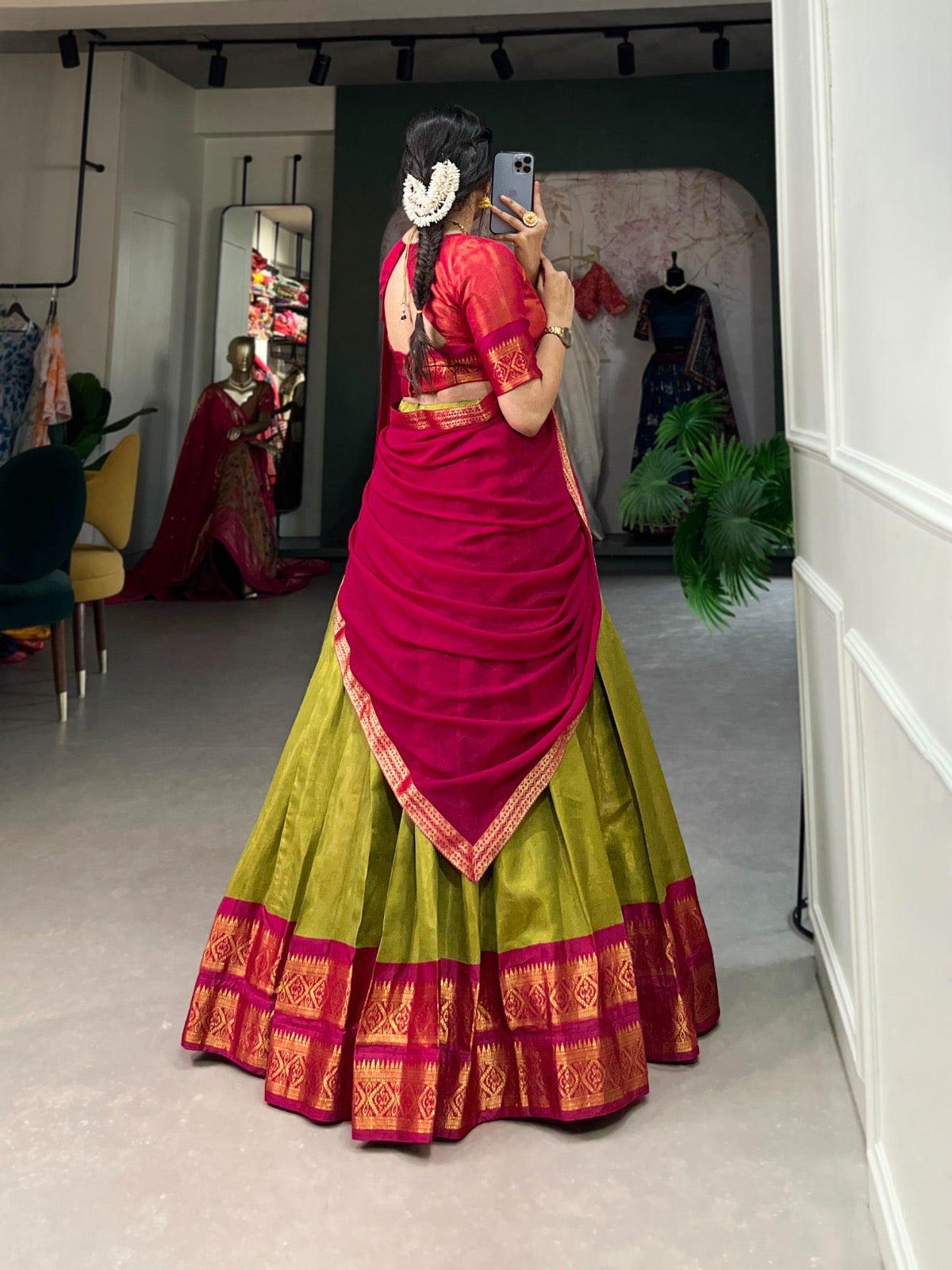 Traditional Lehenga set - stitched lehenga set with unstitched blouse piece
