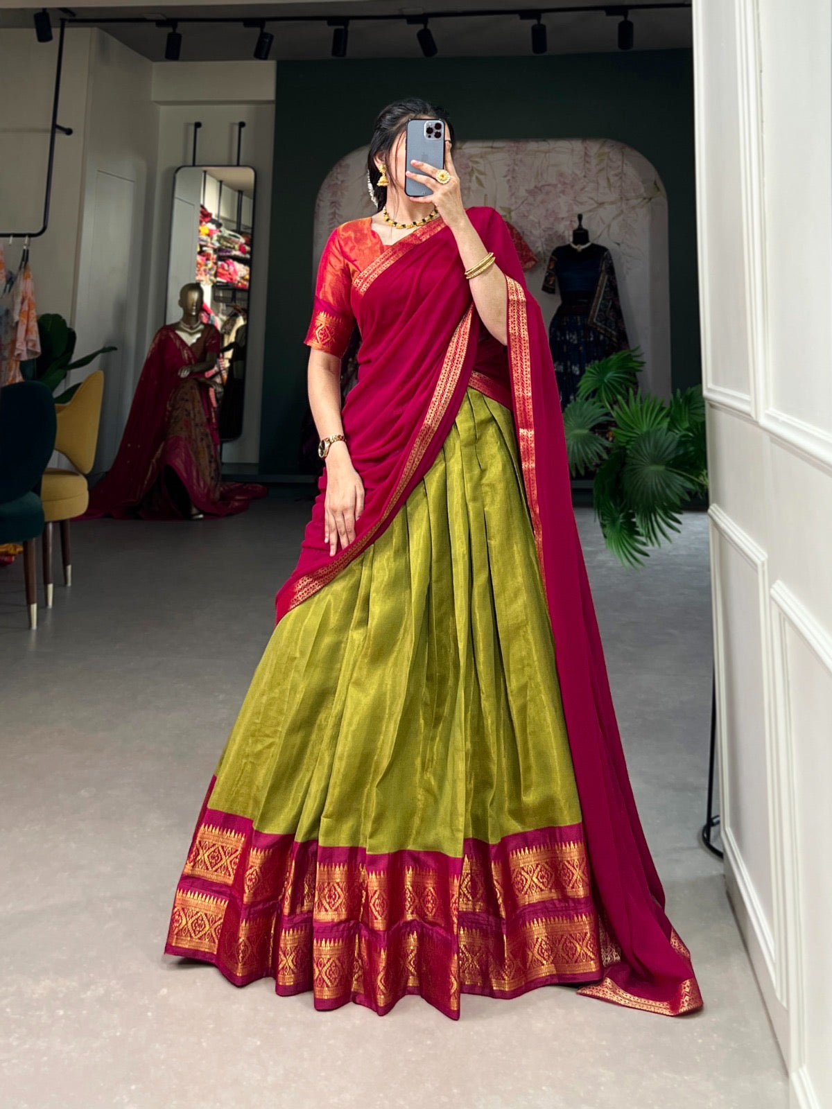 Traditional Lehenga set - stitched lehenga set with unstitched blouse piece