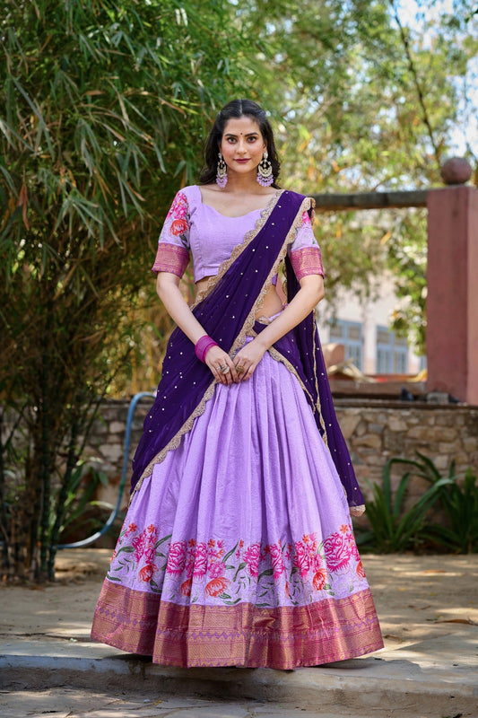 Cotton silk lehenga set