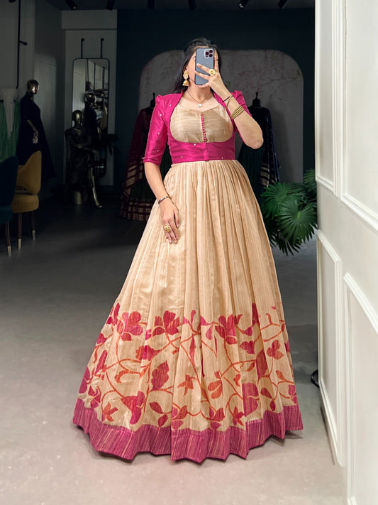 Traditional silk gown set - fully stitched