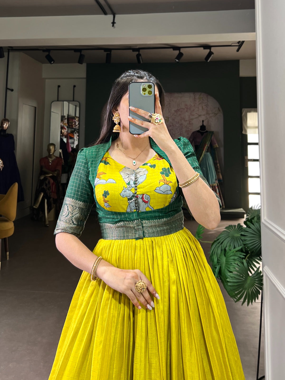 Traditional silk gown set - fully stitched