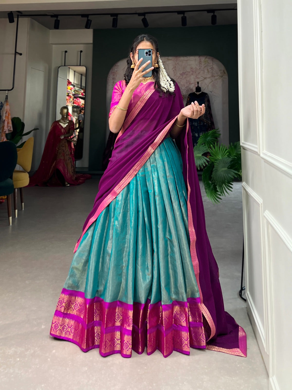 Traditional Lehenga set - stitched lehenga set with unstitched blouse piece