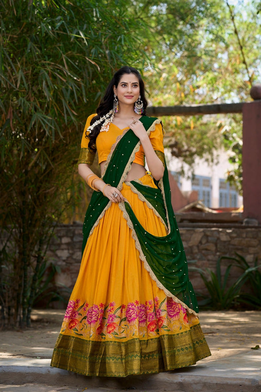 Cotton silk lehenga set