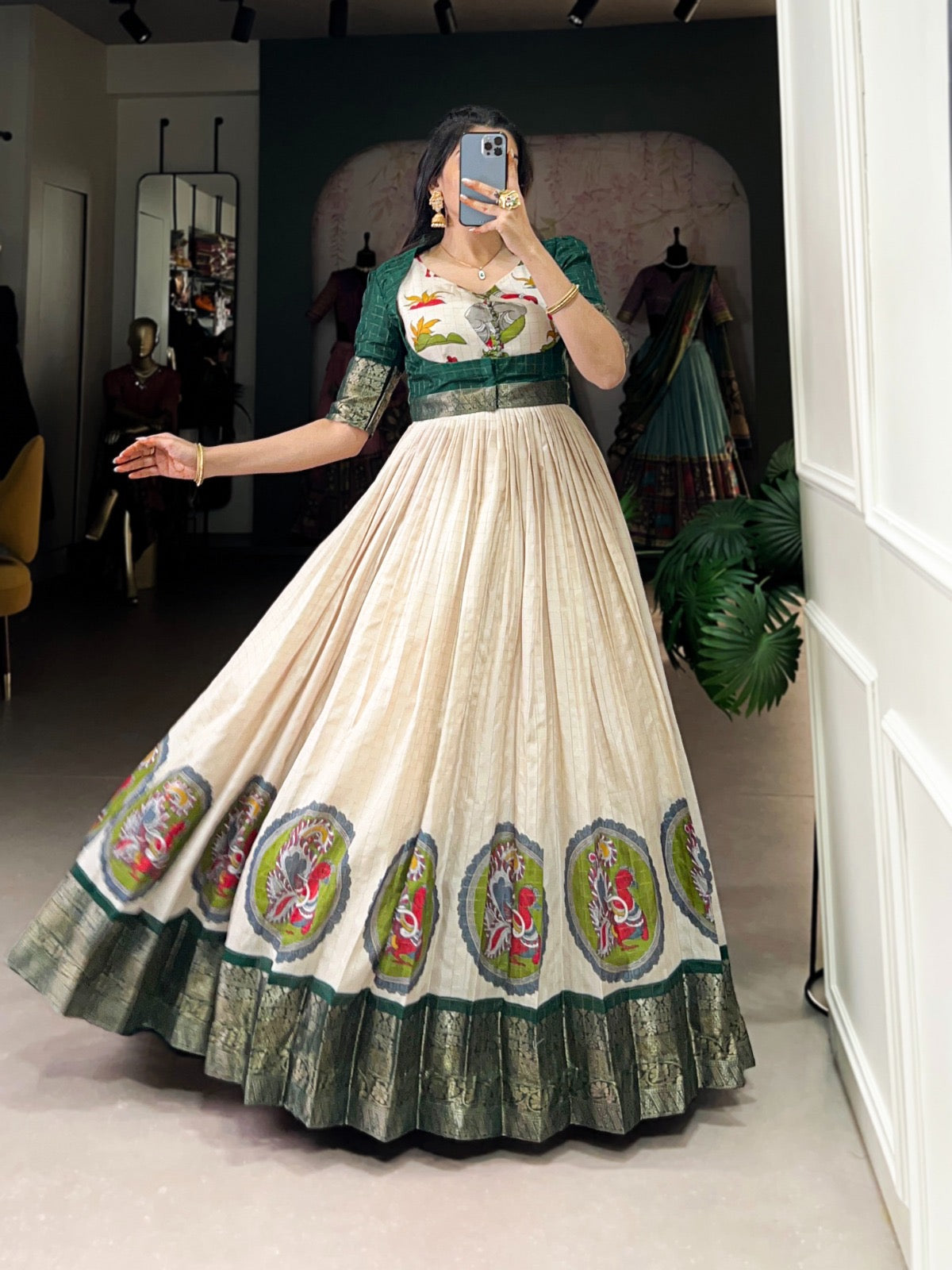 Traditional silk gown set - fully stitched