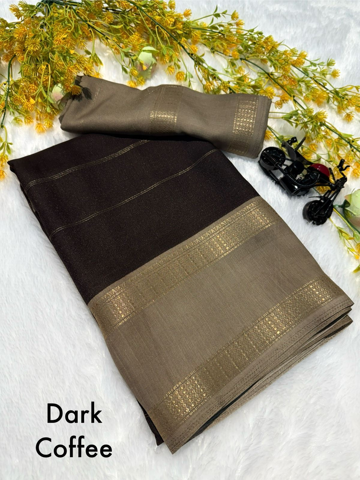 Marsh mellow Viscose crepe silk saree