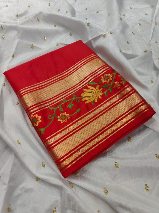 Mysore semi crepe silk saree with Mango border