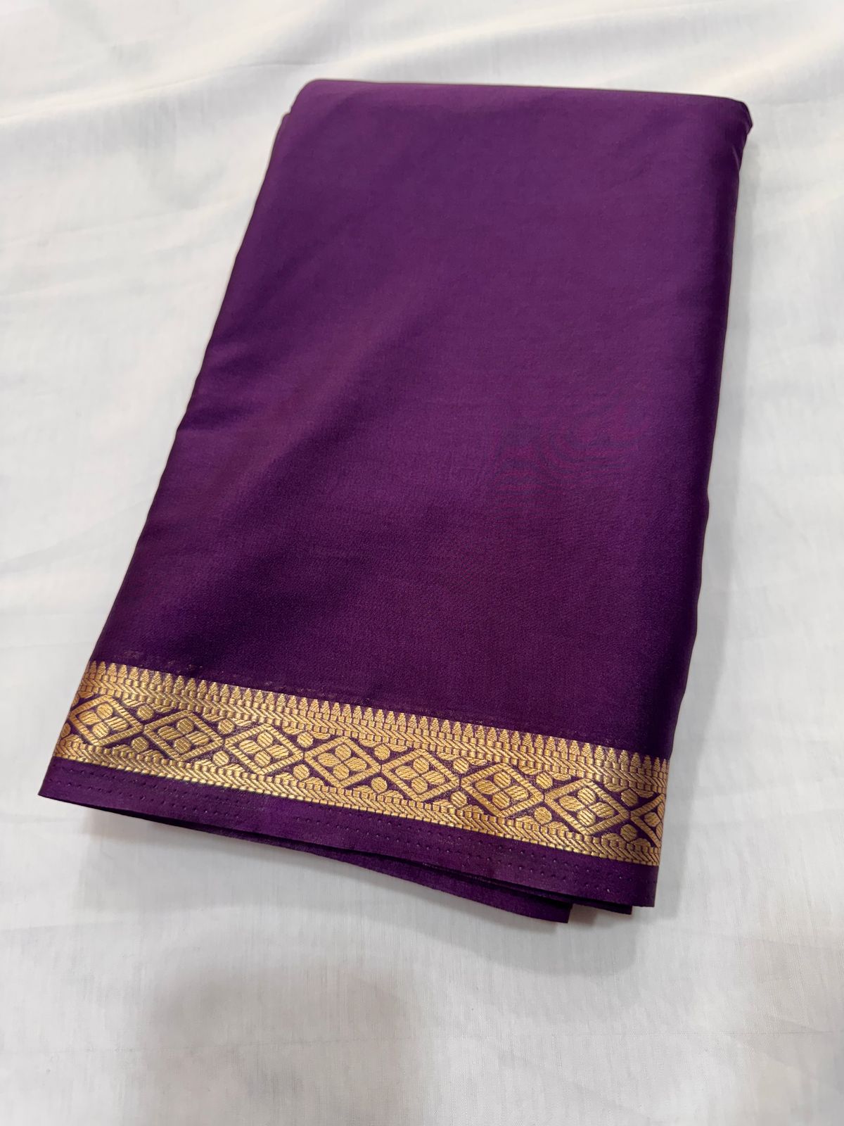 Mysore crepe silk saree with contrast blouse