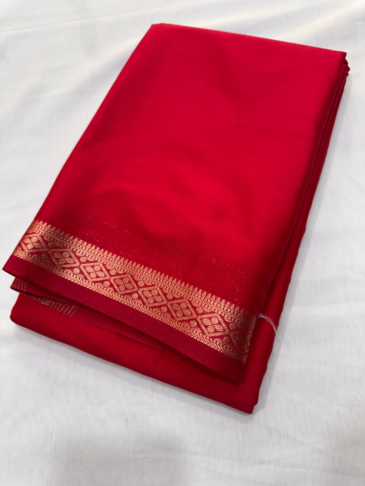 Mysore crepe silk saree with contrast blouse