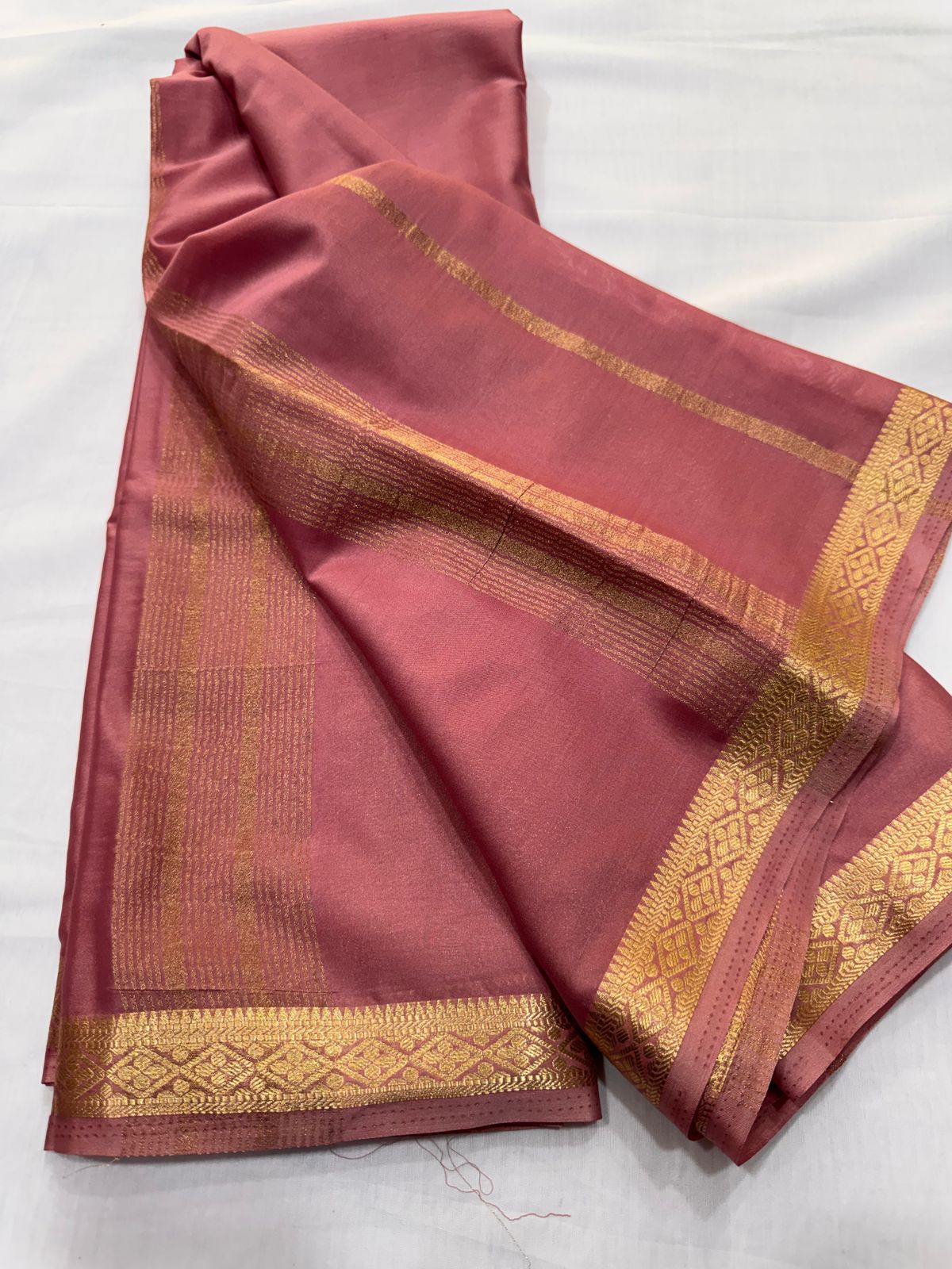 Mysore crepe silk saree with contrast blouse