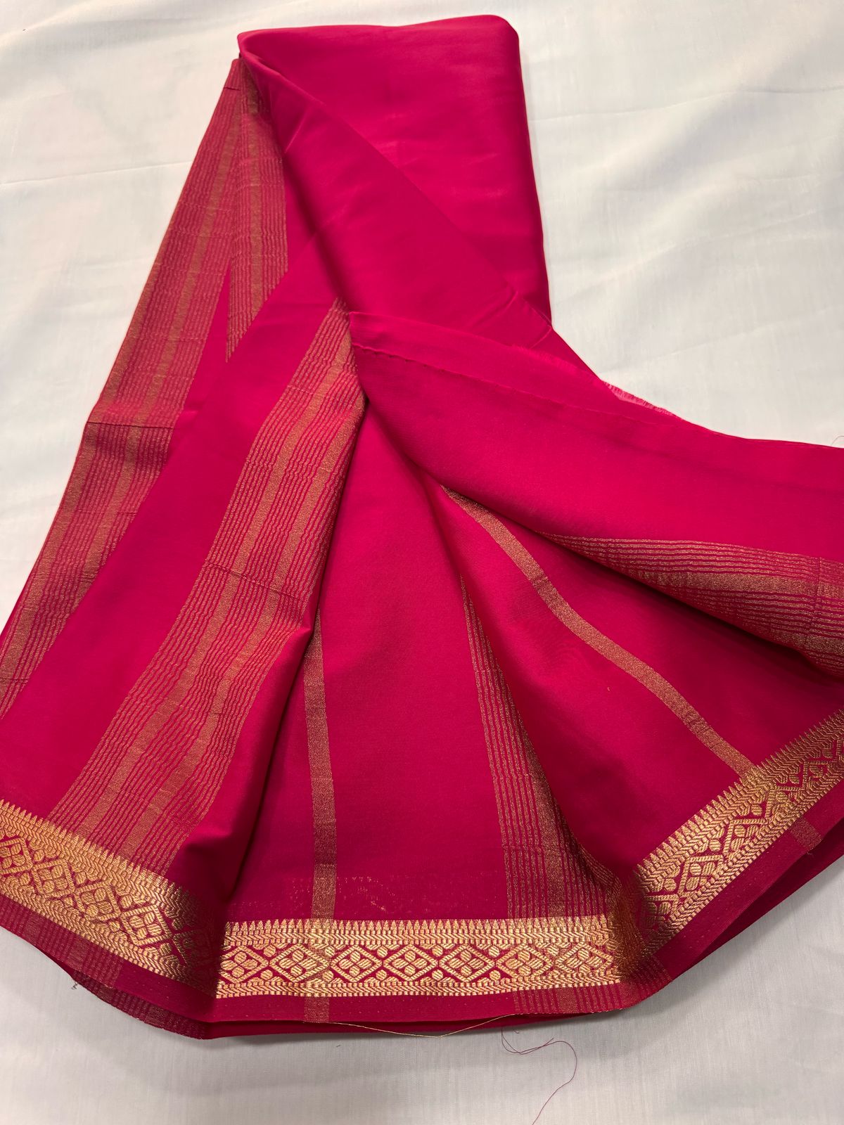 Mysore crepe silk saree with contrast blouse