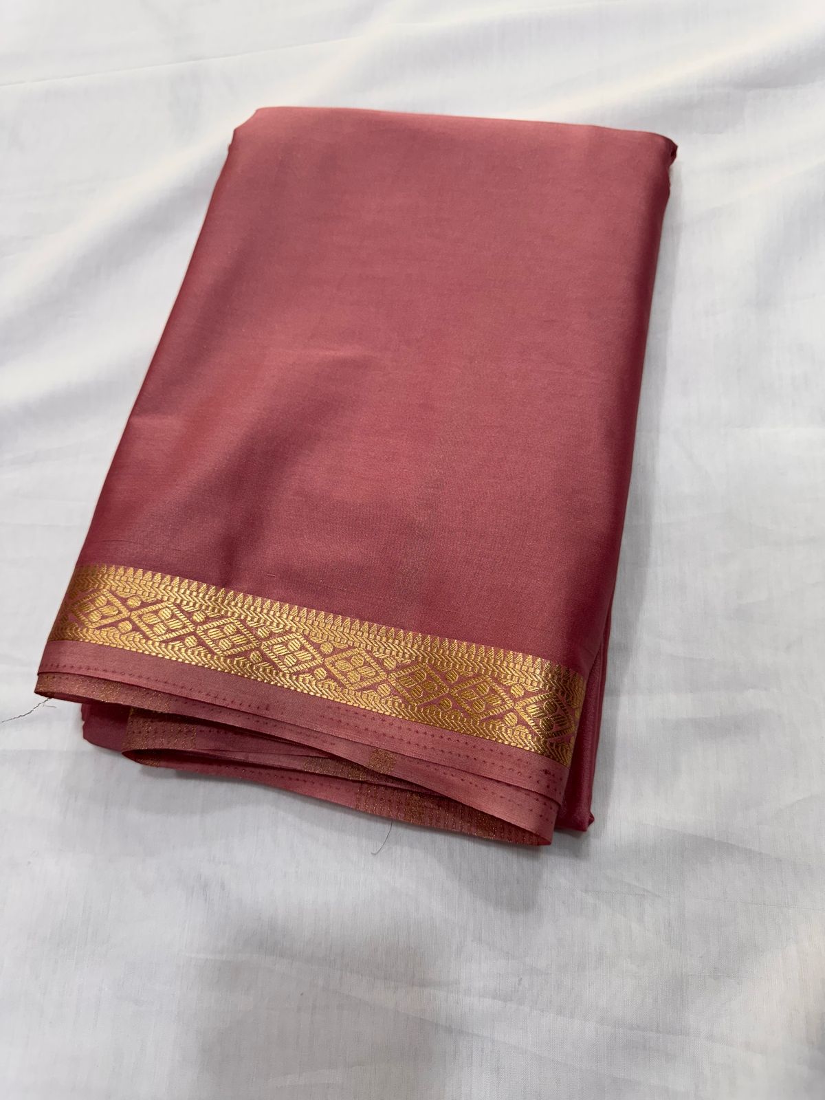 Mysore crepe silk saree with contrast blouse