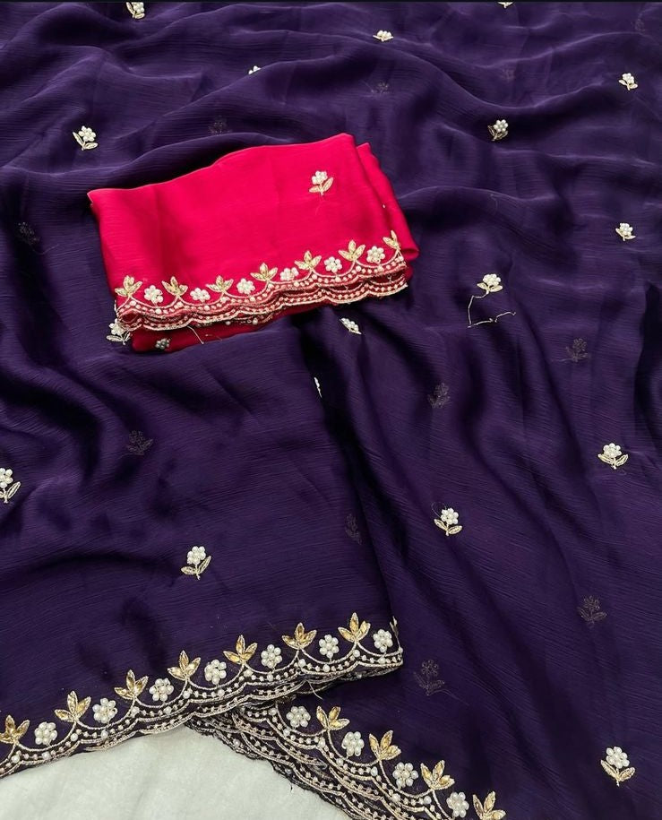 Satin silk party wear saree