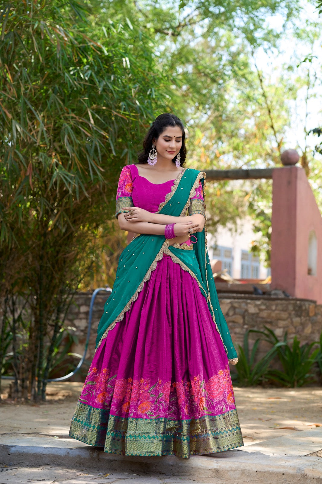 Cotton silk lehenga set