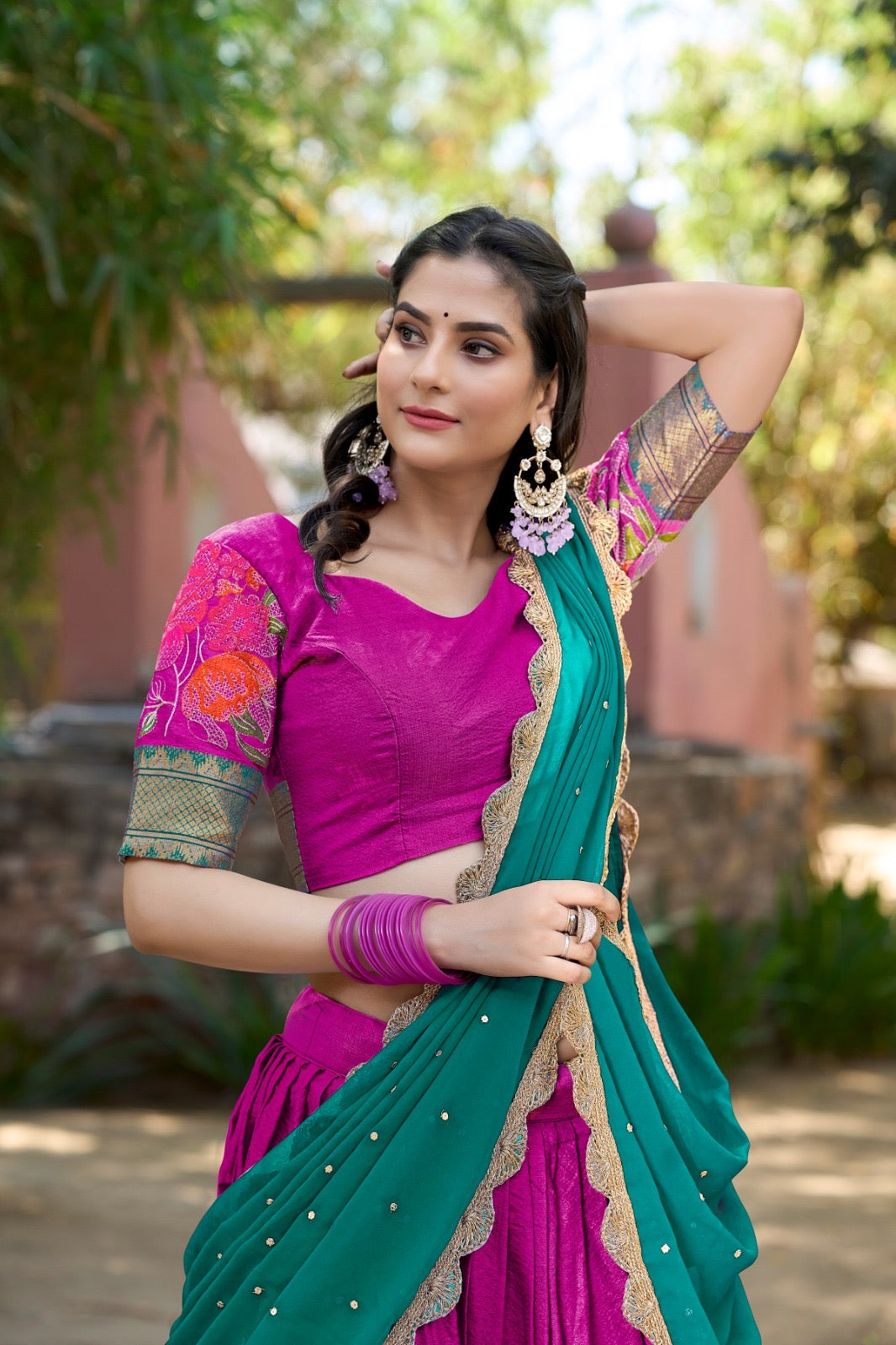 Cotton silk lehenga set
