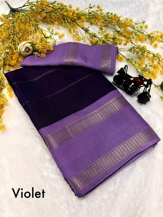 Marsh mellow Viscose crepe silk saree