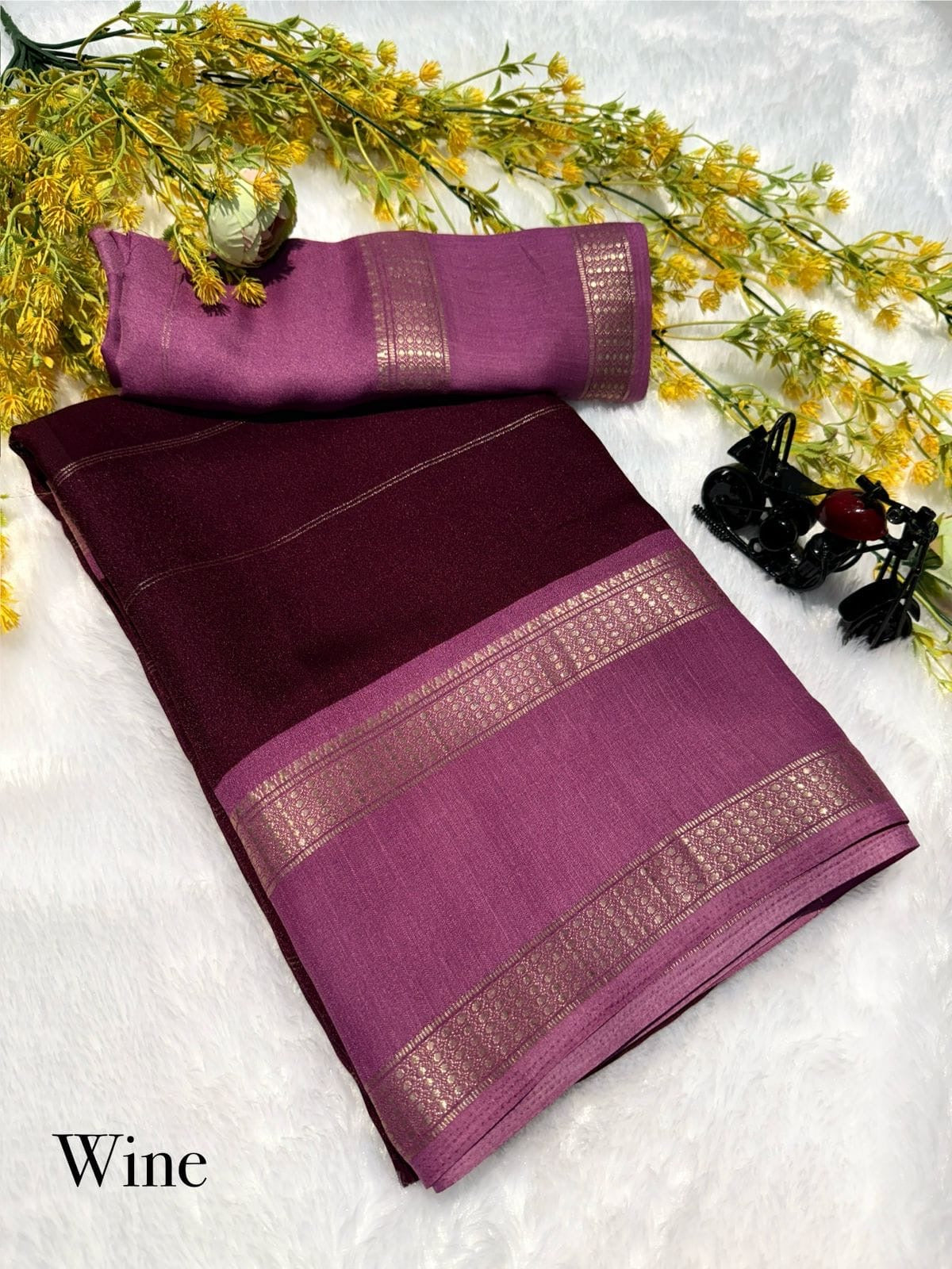 Marsh mellow Viscose crepe silk saree