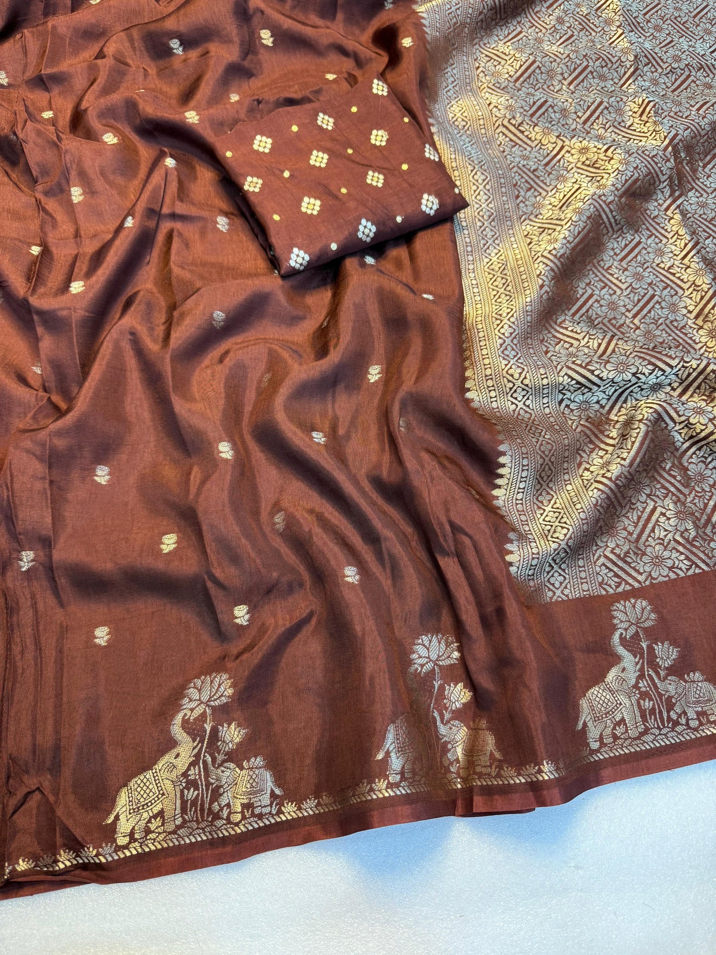 Viscous crepe banarasi semi silk saree