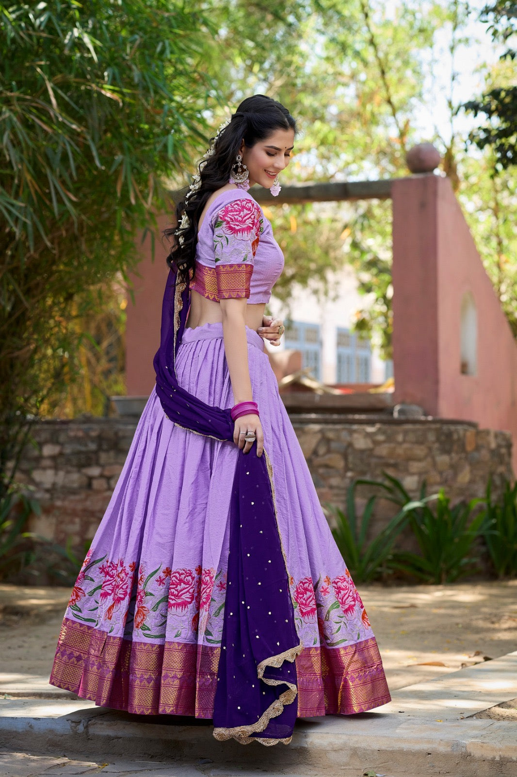 Cotton silk lehenga set