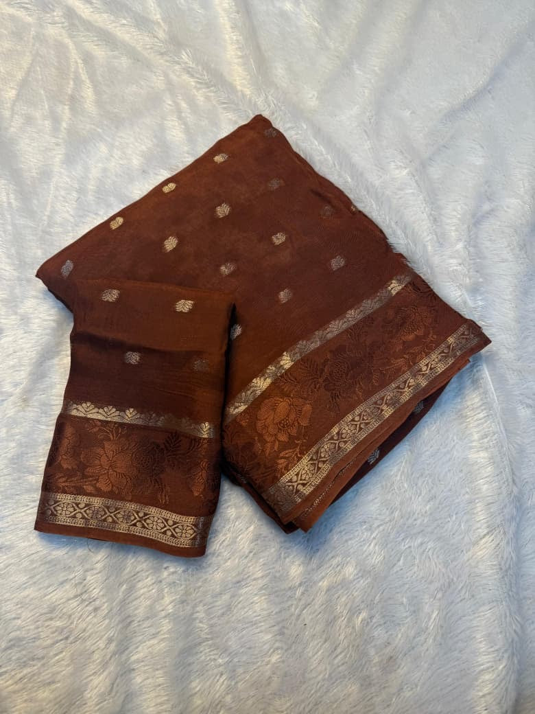 Viscose crepe silk saree