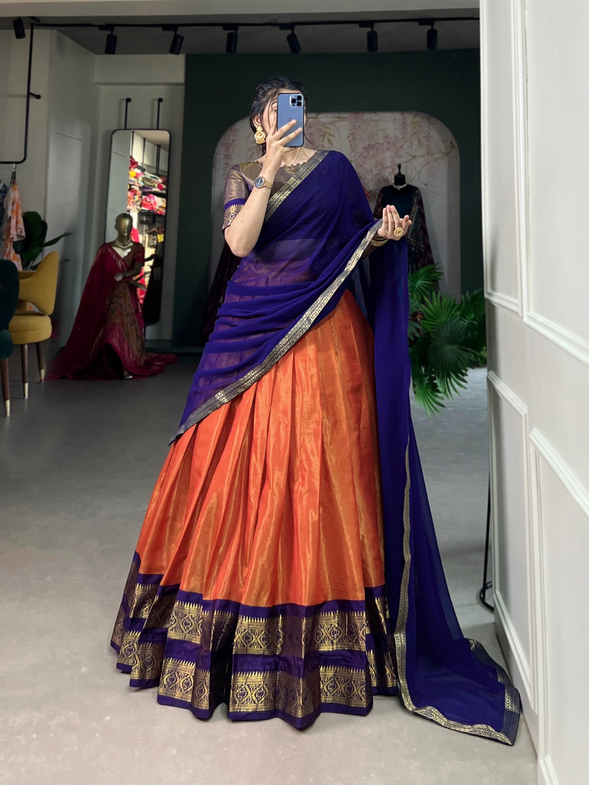 Traditional Lehenga set - stitched lehenga set with unstitched blouse piece