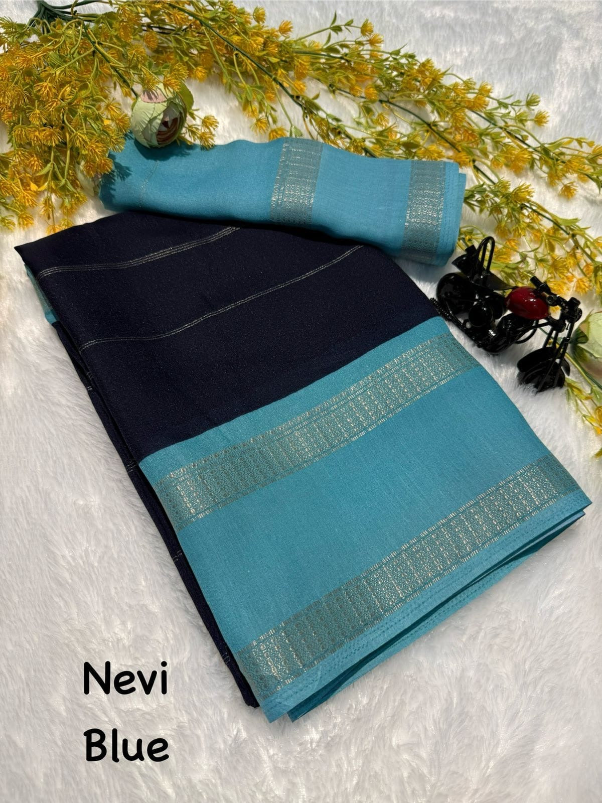 Marsh mellow Viscose crepe silk saree