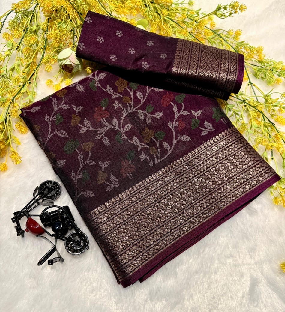 Dola silk saree with self blouse