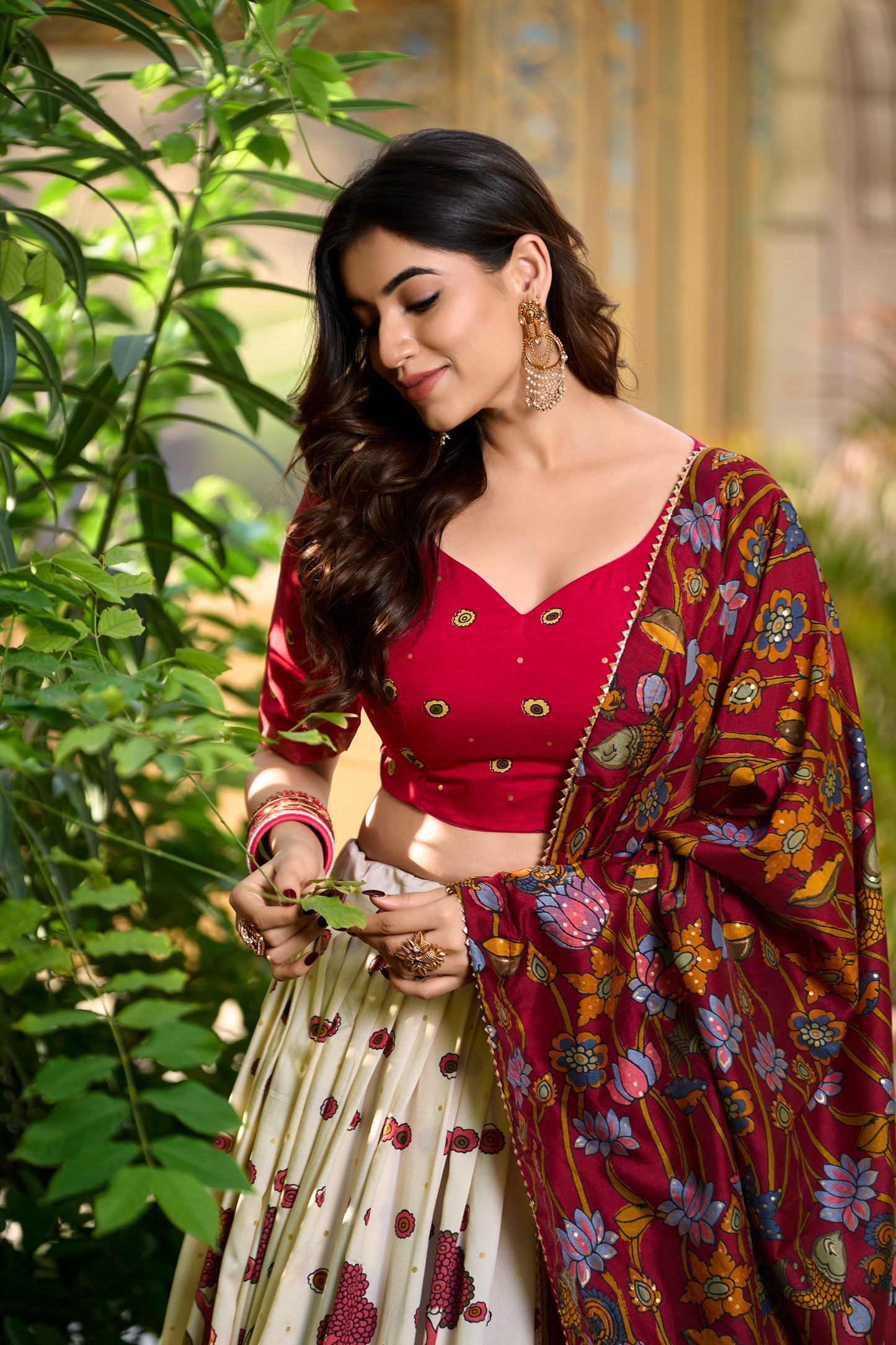 Tussar kalamkari half saree