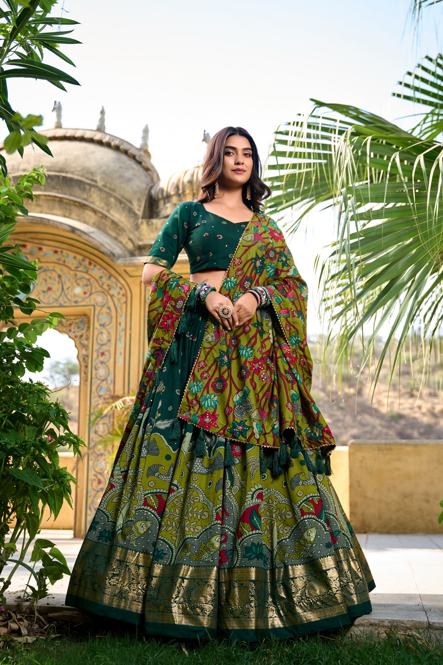 Tussar kalamkari half saree