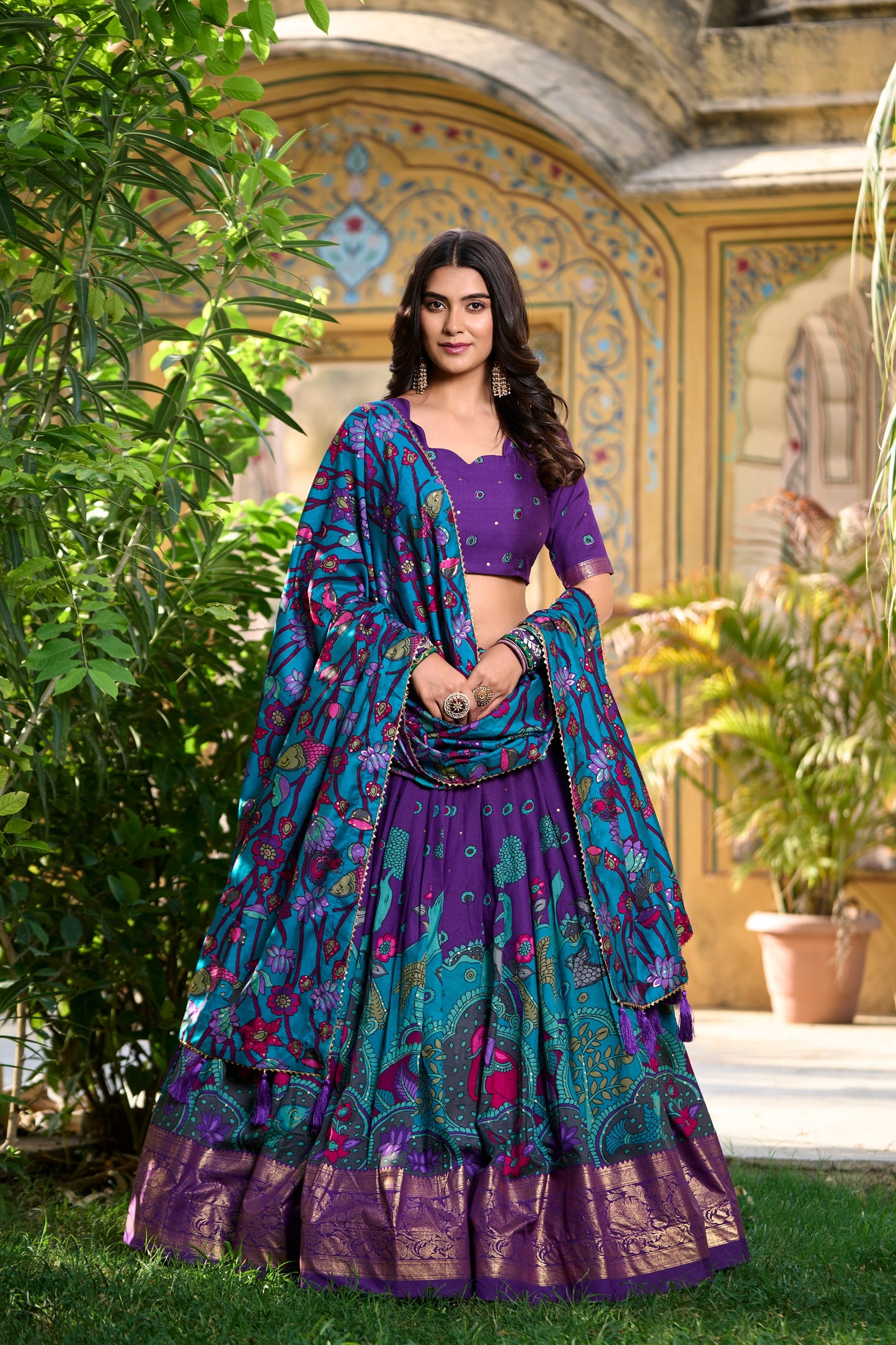 Tussar kalamkari half saree