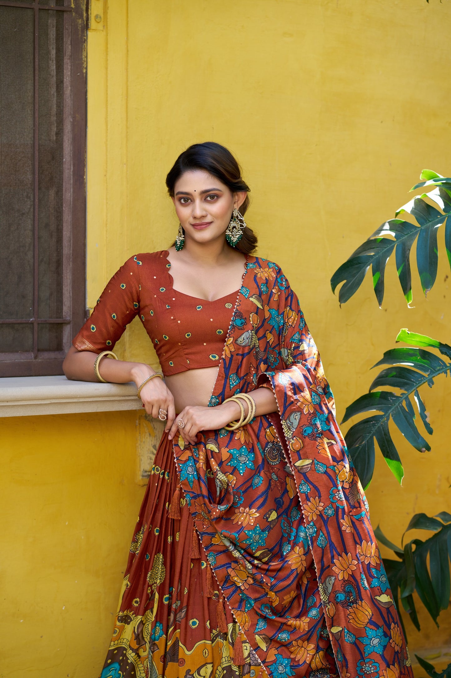 Tussar kalamkari half saree