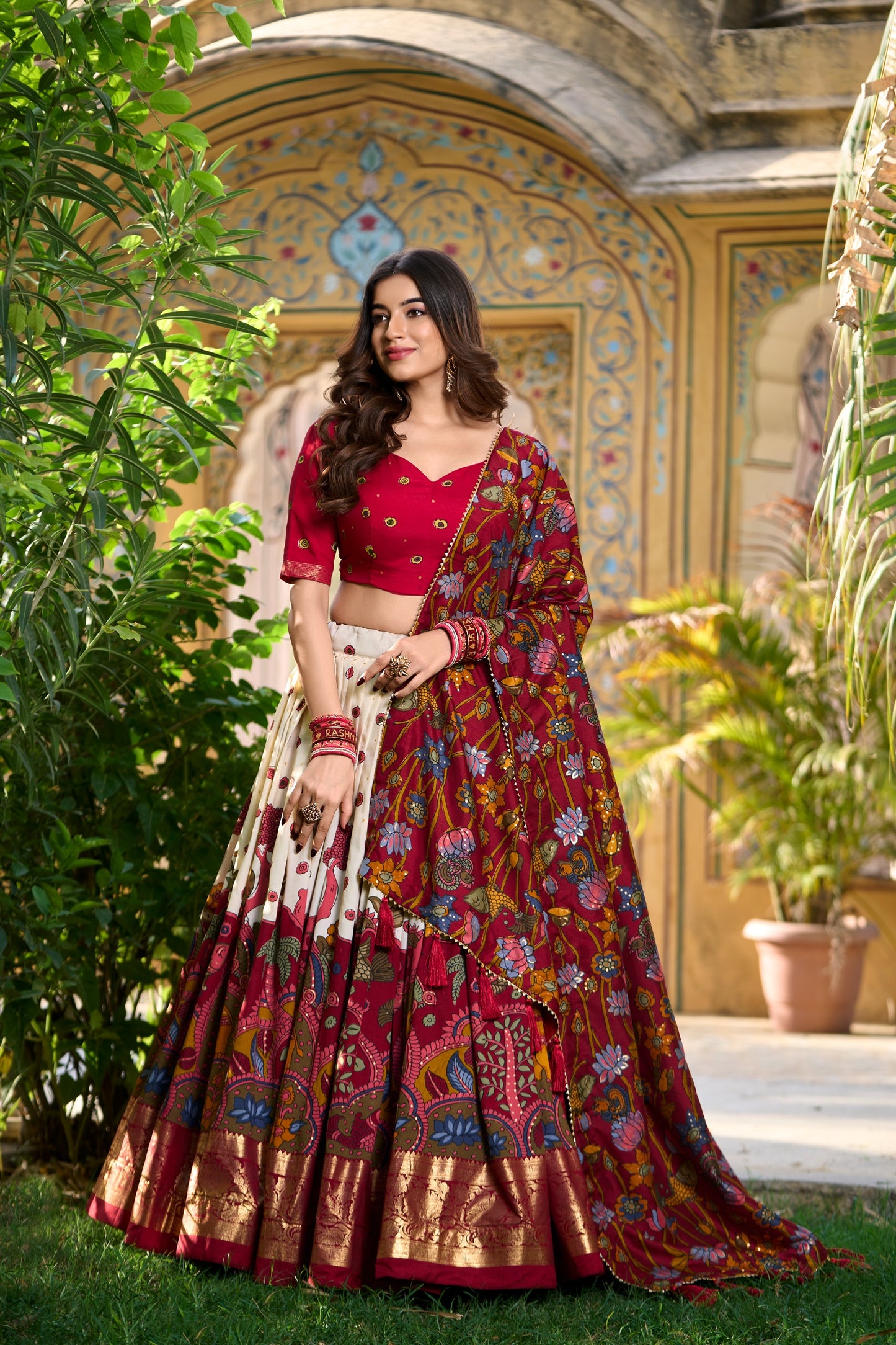 Tussar kalamkari half saree