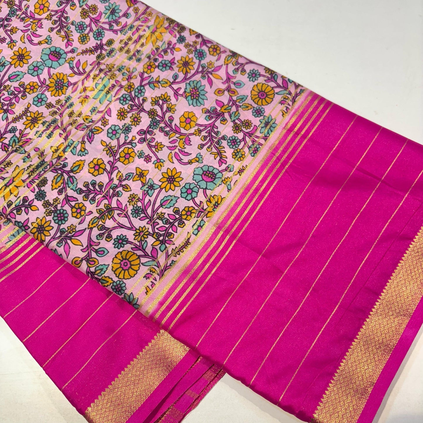 Mysore digital print crape silk saree